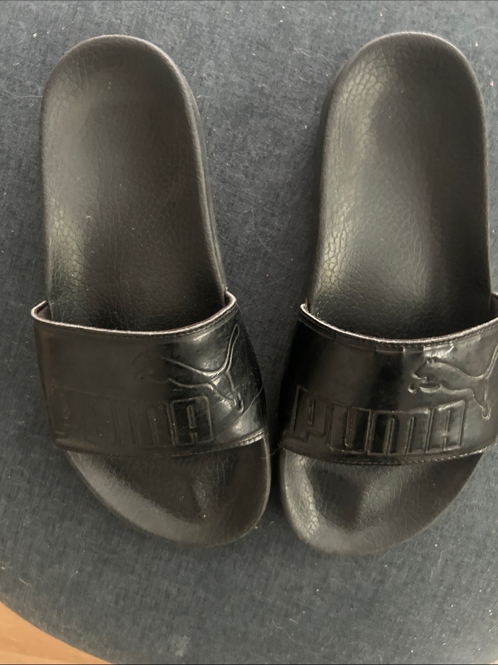 Puma Black Glossy Logo Slide Sandals